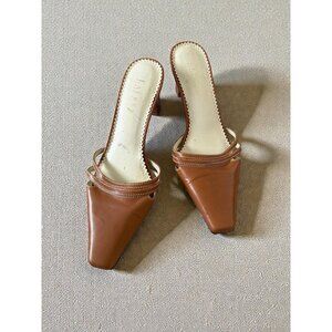 LAUREN RALPH LAUREN Tan Mules Heels Size 8